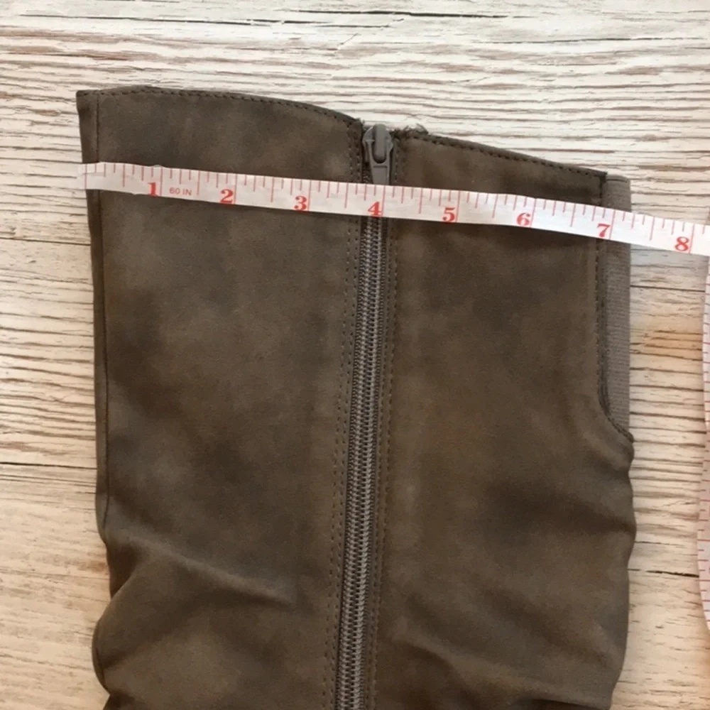Slouchy Tall Boots Faux Suede in Taupe size 6